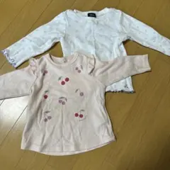 女の子　長袖トップス80 2枚セット プティマイン