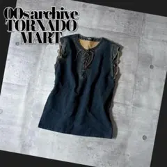 00s TORNADO MART denim like lace up teeのサムネイル