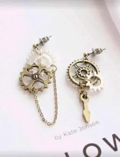 スチームパンク風歯車モチーフピアス