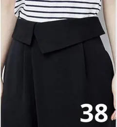 ロペピクニック ウエスト折り返しワイドパンツ 黒