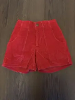 赤 コーデュロイ ショートパンツ