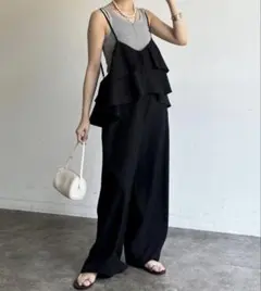 MUY♡様専用　ティアードフリル キャミサロペット ブラックのサムネイル