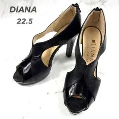 【美品】DIANA Romache ダイアナ サンダル 黒 エナメル 本革