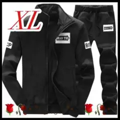 ジャージ上下 長袖 トレーニングウェア XL 上下セット 黒 ブラック