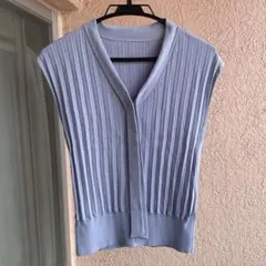 コラージュガリャルダガランテ　ボウタイプリーツサマーニット　サックスブルー