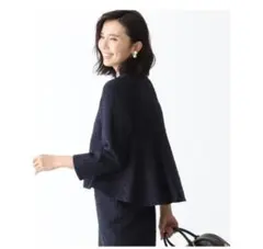 Demi-Luxe BEAMS / バックフレア ツイード ベージュ