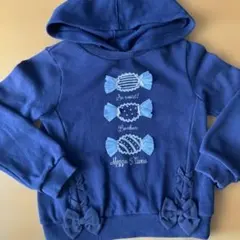 【超美品】メゾピアノネイビー キャンディ フード付きトレーナー 120