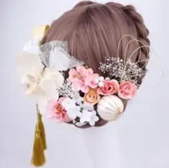 華やかな和装用髪飾り 18パーツ ピンクセット　成人式　洋装　パーティ　ヘア