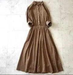 アーバンリサーチドアーズ　暖かいコーデュロイワンピース　ウエストマークブラウン