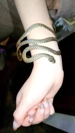 ②『ビンテージ　真鍮製　大型　スネイクバングル　ブレスレット』
