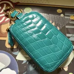 三京商会 クロコダイル スマートキーケース シャイニング 加工 ターコイズブルー