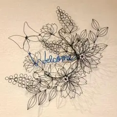 ウェルカム植物リース ワイヤーアート