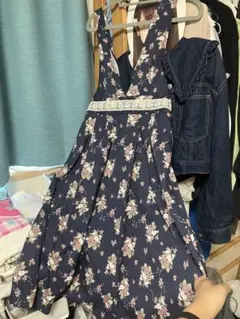 axes femme ネイビー花リボン柄ワンピース　Fサイズ（M 2023福袋）