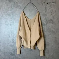emmi 抜き襟 ショート丈 サマーニット カーディガン ベージュ N3698のサムネイル
