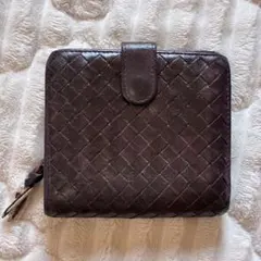 BOTTEGA VENETA イントレチャート 二つ折り財布 ボルドー レザーのサムネイル