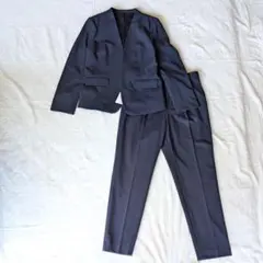 KASHIYAMA カシヤマ ノーカラー パンツスーツ ネイビー セットアップ