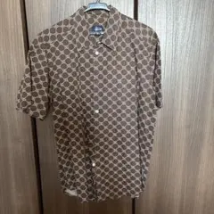 90s old STUSSY 総柄 半袖シャツ ブラウンのサムネイル