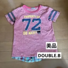 ミキハウス DOUBLE.B 美品　プリントTシャツ レッド　重ね着風Tシャツ
