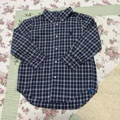 ラルフローレン110㎝緑系チェック薄手長袖ボタンダウン