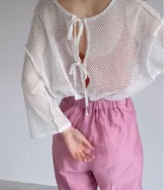 【Kastane】メッシュ襟付きオーバーカーディガン　2way