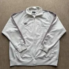 希少XL アンブロ トラックジャケット 白 ボルドー サイドライン デカロゴ