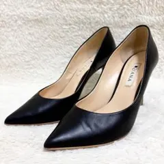 美品　ダイアナ　ハイヒール　ポインテッドトゥ　黒　レザー　本革　23.5