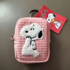 スヌーピー　サガラ刺繍　ポーチ　カラビナ付き