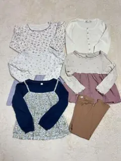 100cm トップスセット 花柄 ボタン付き