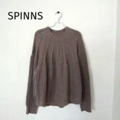 SPINNS　スピンズ　モックネック　ざっくりニットセーター　ゆったりサイズ