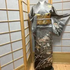 帯揚げ［4344］［4402］訪問着 美品 扇面草花 金彩 ぼかし 正絹 着物袷