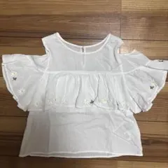 Lindsayフリル袖 花刺繍 Tシャツ 150cm