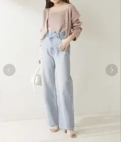 Chico♡アシメフロントワイドデニムパンツ♡ライトブルー♡クロスウエスト