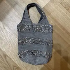 deux C グレー ビーズ装飾バッグ