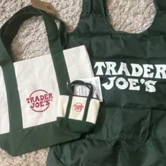 Trader Joe's ミニトートとマイクロトート エコバッグセットみどり