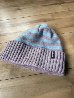 パタゴニア　ビーニー　ストライプニット帽 パープルと水色　patagonia