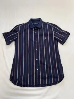 FRED PERRY ネイビー ストライプ 半袖シャツ