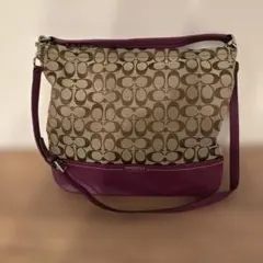 Coach ショルダーバッグ 中型 ブラウン/パープル