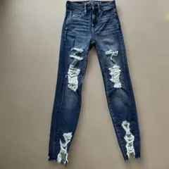 American Eagle ダメージスキニーデニム　長ズボン　00 xsのサムネイル
