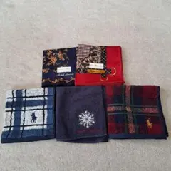 【新品未使用】Ralph Lauren ハンカチ＆タオルハンカチ５枚セット