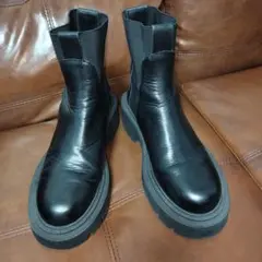 ZARA 厚底 サイドゴアブーツ アンクルブーツ 38 ブラック トラックソール