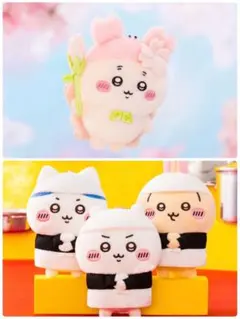 ちいかわ　さくらのようせいマスコット　店員さんなマスコット　ハチワレ　うさぎ