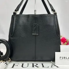 【極美品/付属品完備】フルラ 2way ダフネ ショルダーバッグ レザー 黒のサムネイル