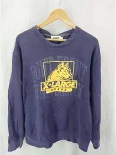 XLARGE ピットブル カレッジロゴ スウェット トレーナー ネイビー M▲