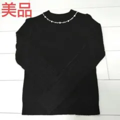 【本日のみ限定値下げ】美品★RagOut ビーズ装飾長袖ニットMサイズブラック