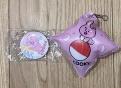 BT21 COOKY くらポン　缶バッジ クッション型キーホルダーセット
