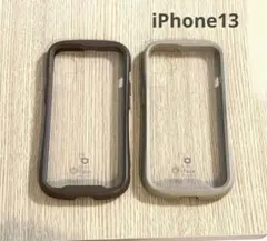 iFace iPhone13 ケース 強化ガラス ベージュ ブラウン 2点セット