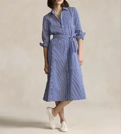 【極美品】ポロラルフローレン 24SS シャツワンピース ロング丈 ベルト付 0