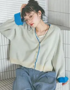 ニコアンド　レイヤー風Vネックカーディガン　Ｌ