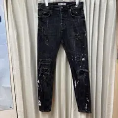 ZARA MAN スキニーデニム ペイント加工 ダメージ加工 ブラック 30のサムネイル