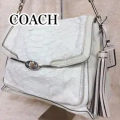 COACH コーチ ワンショルダーバッグ ハンドバッグ パイソン タッセル